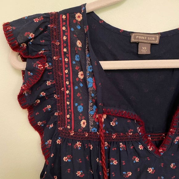 J Crew Factory Floral Top with Ruffle Sleeves - Picture 2 of 3